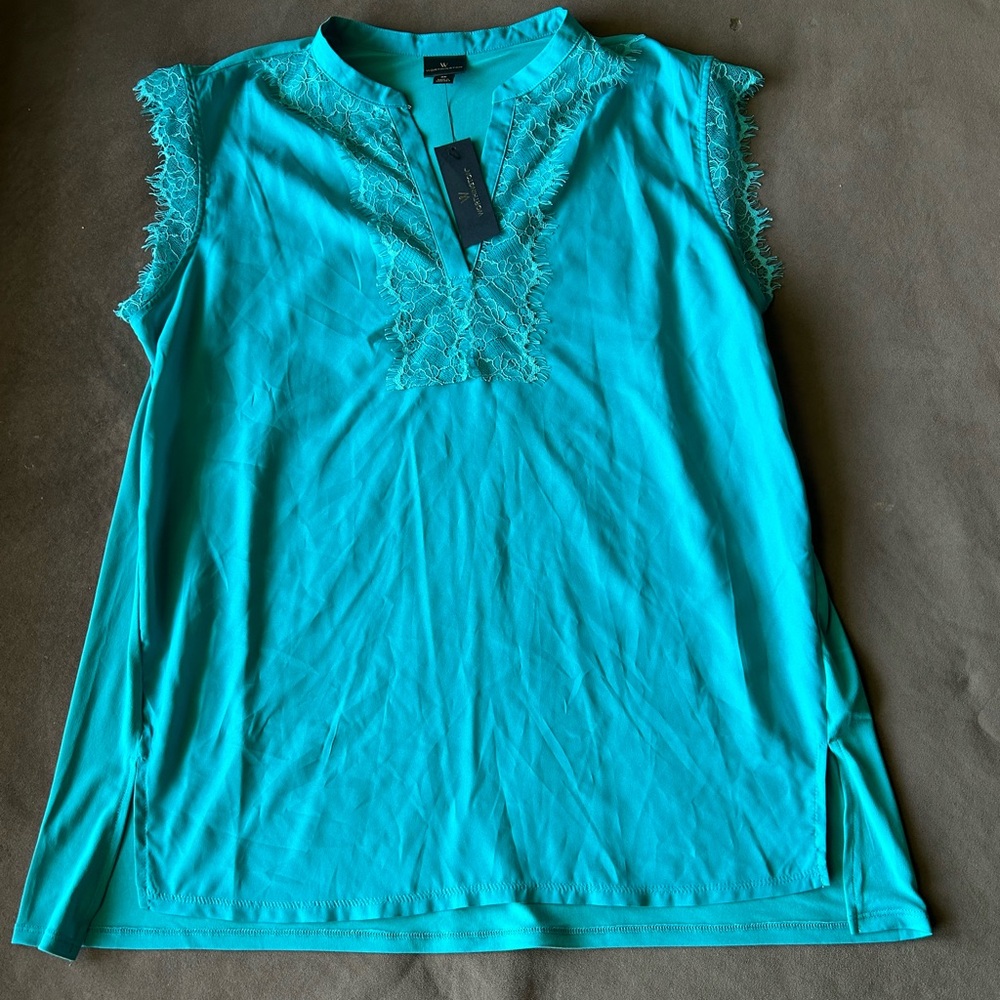 Worthington Blue Lace Sleeveless Blouse
